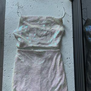 B. Smart Pink Iridescent sequin 2 piece dress